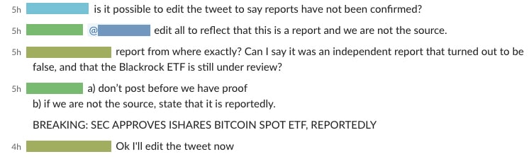 Bitcoin value
SEC approves Blackrock Bitcoin Spot ETF
False information about Bitcoin
Bitcoin trading news
Rollbit account
Leveraged Bitcoin positions
Rollbit screenshot
Cointelegraph's Bitcoin ETF Tweet
InfinityHedge Telegram group
Social media controversy
Bitcoin related stocks
Pump and dump in cryptocurrency
SEC's role in verifying news
Options for portfolio protection
Cryptocurrency market events
Blackrock market cap
Bitcoin rally
Bitcoin long position
Cointelegraph editorial team
Source verification in news reporting
